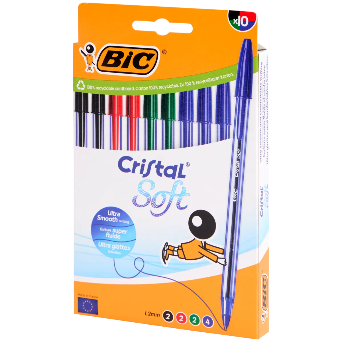 Bolígrafos Bic Cristal Soft – 10 unidades