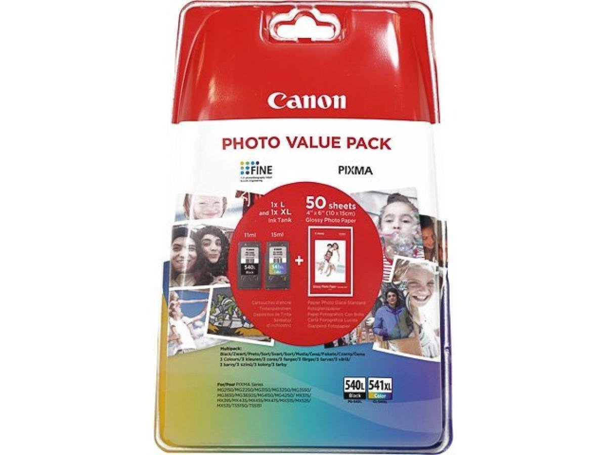 Canon PG-540 (PG-540L / CL-541XL photo value pack) – Pack de cartuchos de tinta original