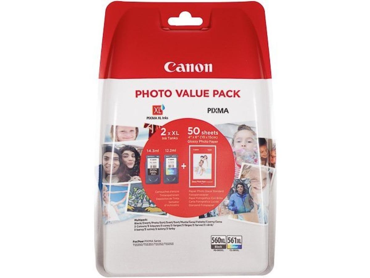 Canon PG-560 (PG-560XL / CL-561XL Photo Value pack) – Pack de cartuchos de tinta original