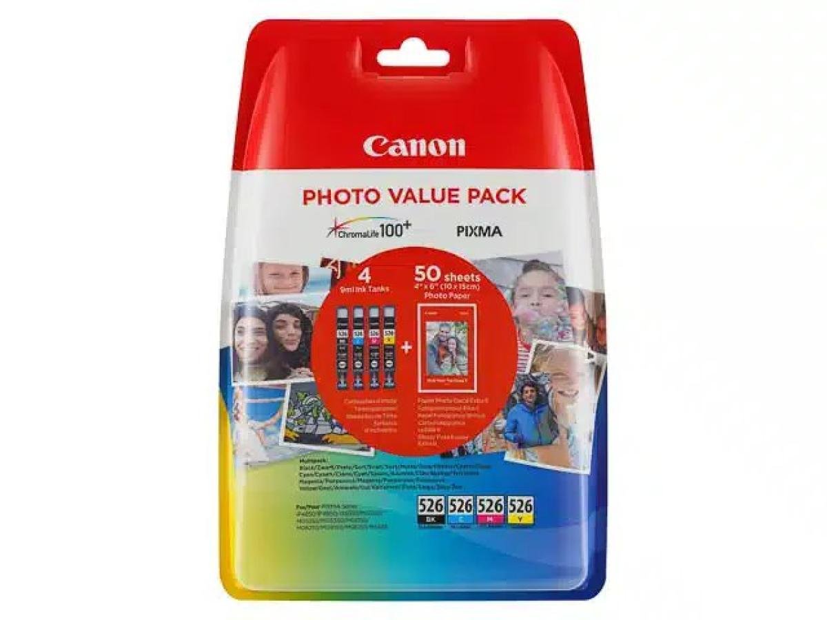 Canon CLI-526 (CLI-526 C/M/Y/K) – Pack de cartuchos de tinta original