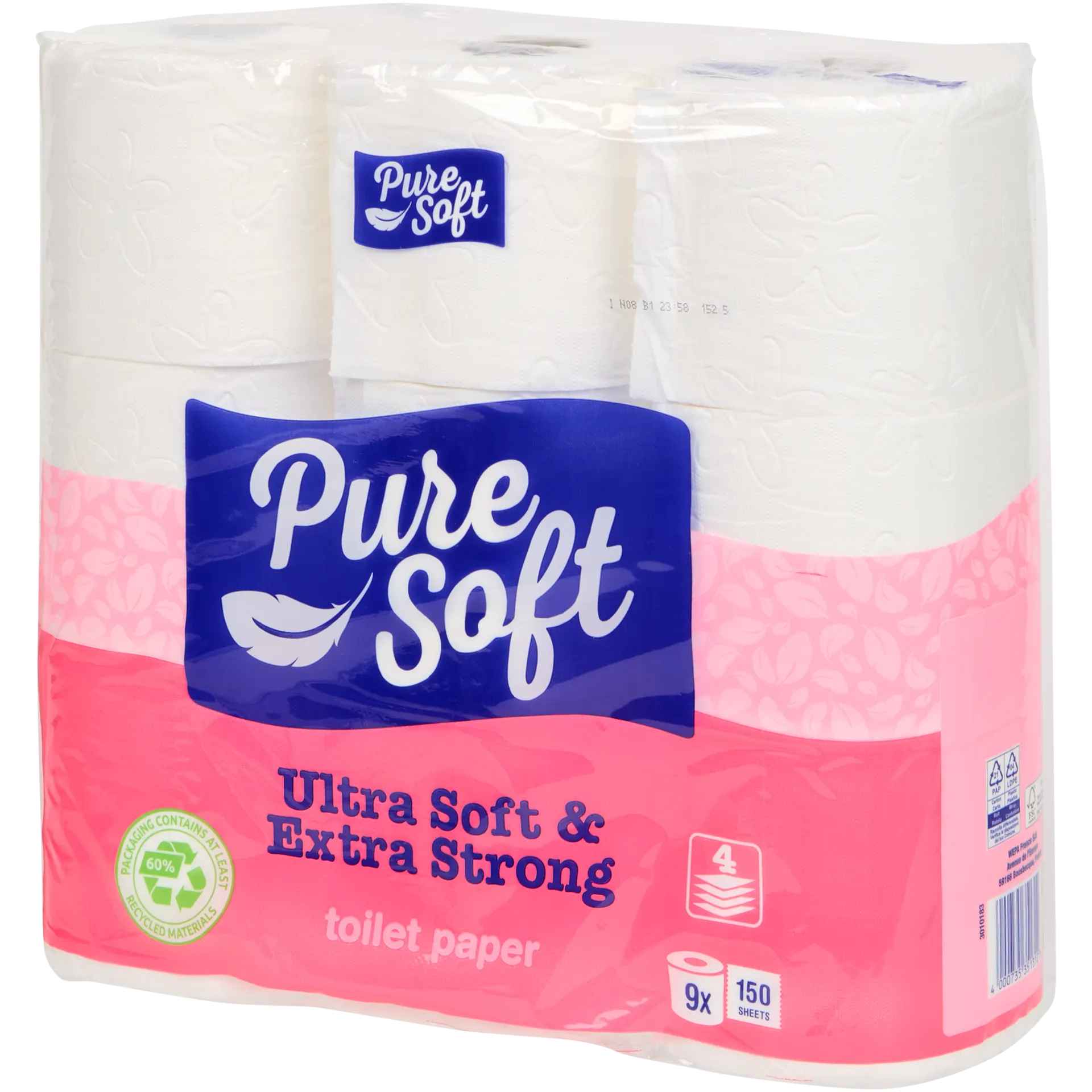 Papel higiénico Pure Soft Ultra suave y ultrarresistente – 9 rollos