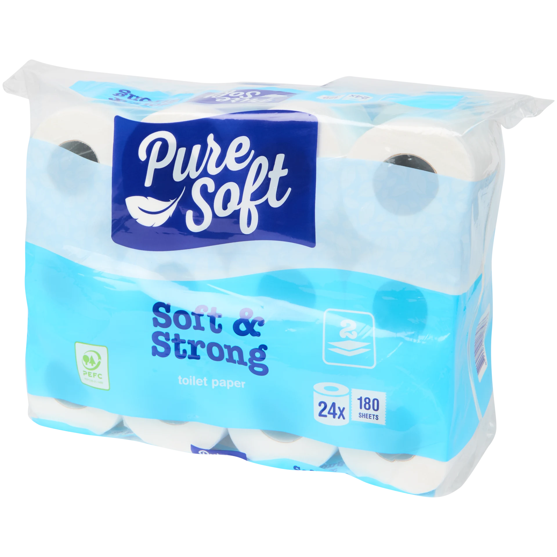 Papel higiénico Pure Soft suave y resistente – 24 rollos