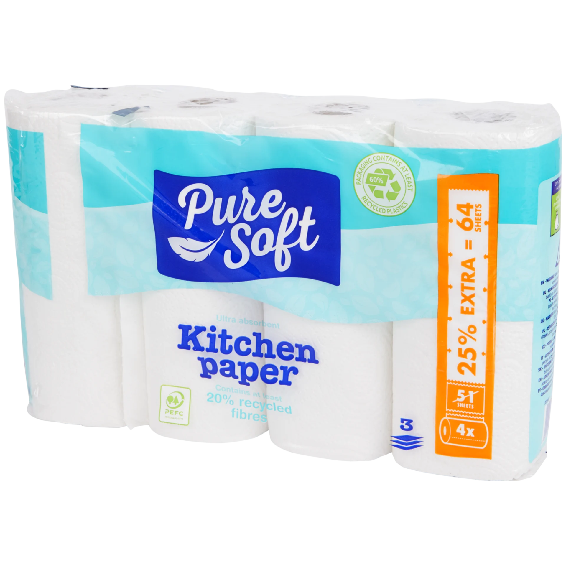 Papel de cocina Pure Soft – 4 rollos
