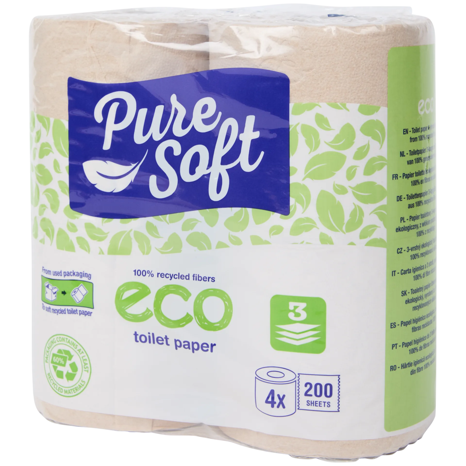 Papel higiénico reciclado Pure Soft Eco – 4 rollos
