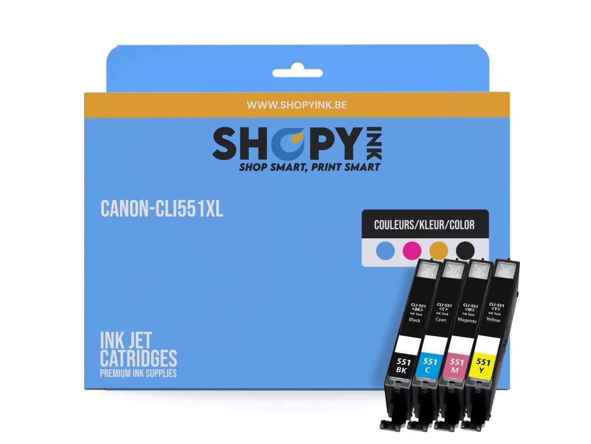 Canon CLI-551 (CLI-551BK XL) – Pack de cartuchos de tinta compatible – Pack de 4, 10.500 páginas