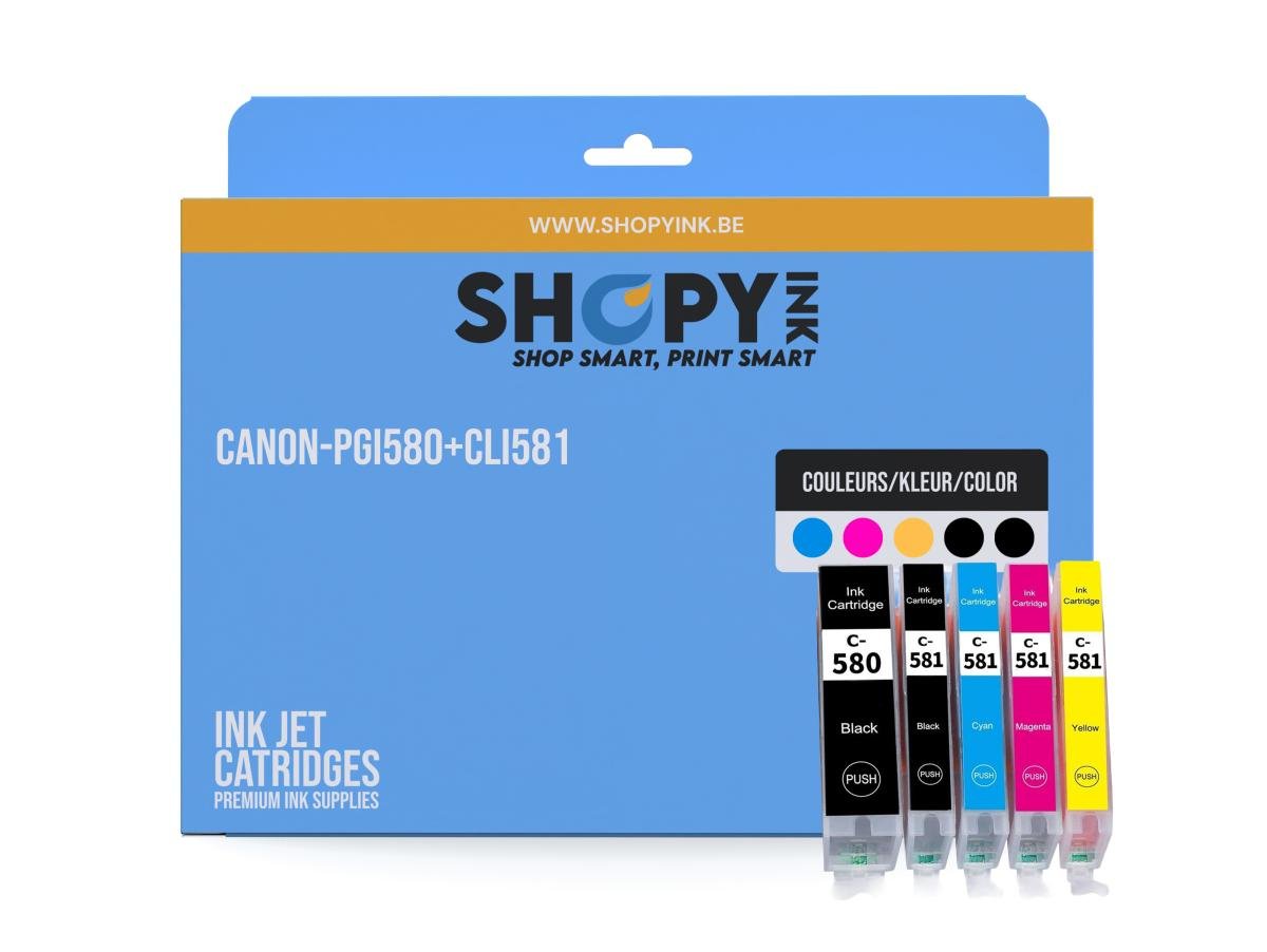 Canon PGI-580 (PGI-580/CLI-581 BK/CMYK) – Pack de cartuchos de tinta compatible